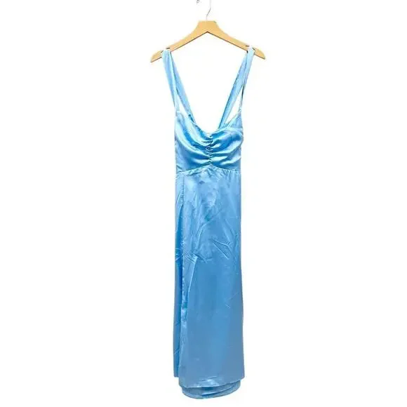 Show Me Your MuMu Blue Backless Wrap Midi Dress - Picture 5 of 7